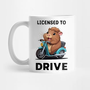 Licensed to Drive - Funny Guinea Pig on Moped Mug